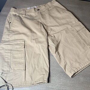 Regal Wear Mens Cargo Shorts 34 Khaki Tie Bottom Relax Fit Skater